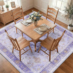 RELEANY Area Rugs Square 7ft Washable Non-Slip, Floral Vintage Distress by RELEANY
