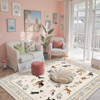 Dog Rug 4x6 Beige, Washable Floral Area Rugs Non Slip Low Pile Small Carpet by WelcometoBabovid