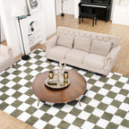 Super Soft Rug for Bedroom, 5x7 Ft Green and White Area Rug Classic Checkered - Image 2