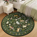 Unirea 4x4 Dark Green Cat Round Area Rugs, Washable Soft Non Slip Circle Rug - Image 7