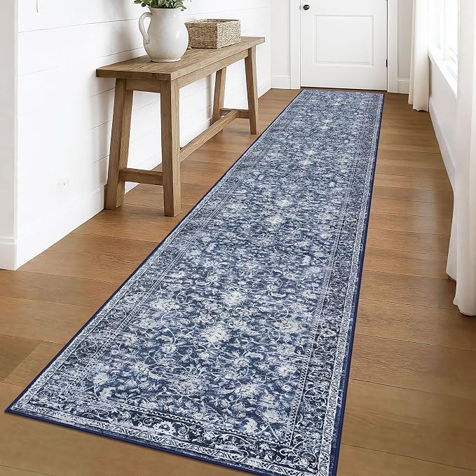 KILOCOCO Runner for Hallway 2.6x16 Runner Rug Printed Vintage Floral Washable - Image 9