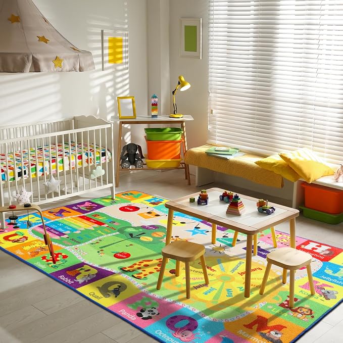 7x10 Playroom Rugs for Kids Washable, Educational and Fun Playmat - Image 7