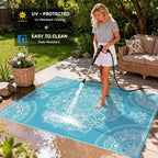 Pauwer Waterproof Outdoor Rug 6x9, Reversible Plastic Straw Patio Camping Rug - Image 4
