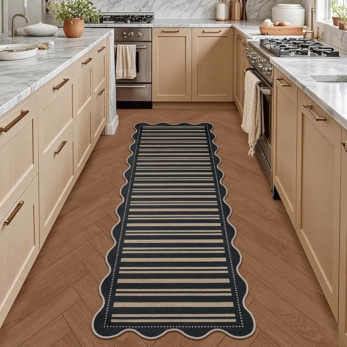 Striped Easy Jute Runner Rug, 2x6 Kitchen Rug Non Slip Washable Outdoor Runner - Image 3