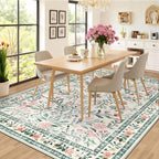 Area Rug Living Room Rugs: Floral 5x7 Washable Rug Vintage Soft Boho Non-Slip - Image 4