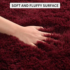 Tepook Fluffy Burgundy Rugs for Living Room, 6x9 Dark Red Area Rug for Bedroom - Image 7