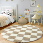 KICMOR Round Rugs for Bedroom, 4ft Fluffy Soft Circle Area Rug Beige and Cream - Image 3