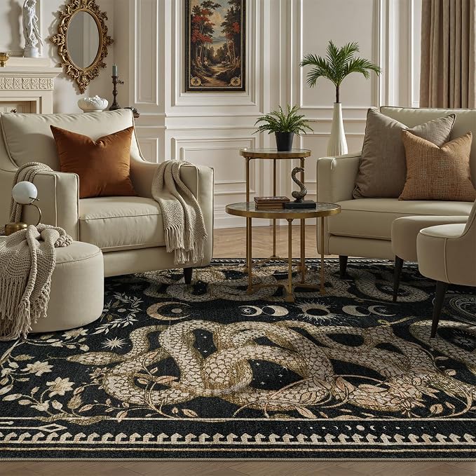 DCX Washable 4x6 Snake Rug, Soft Low Pile Carpet, Kid & Pet Friendly - Image 2