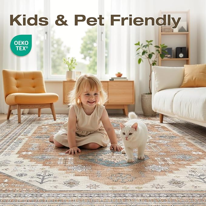 6x9 Washable Area Rug, Large Rugs - Image 4