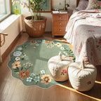 Lahome Floral Round Area Rugs, Washable Small Round Rug 3ft Non-Slip, Soft Boho - Image 3