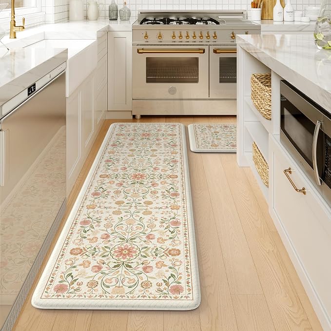 KIMODE Cushioned Kitchen Floor Mats Cushioned Anti Fatigue, Farmhouse Boho by StayinComfortCookwithJoy