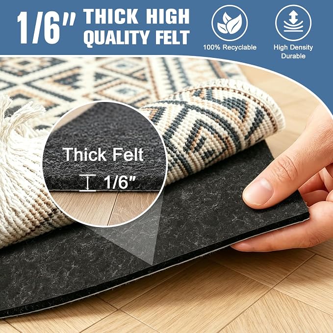 Placoot 2x8 Ft Non Slip Rug Pad Gripper, 1/6-inch Thick Shock-Absorbing Carpet - Image 4