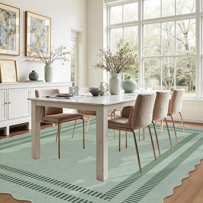 Washable 8x10 Rugs for Living Room Bedroom, Non-Slip Sage Green Indoor Carpet - Image 7
