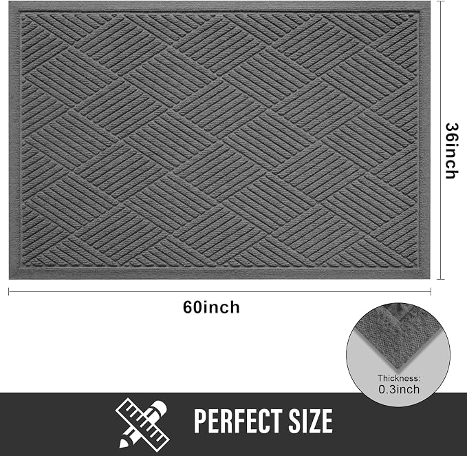 HIYARD Sturdy Front Door Mat, Absorbent Muddy Dirt Resist Welcome Door Mats - Image 2