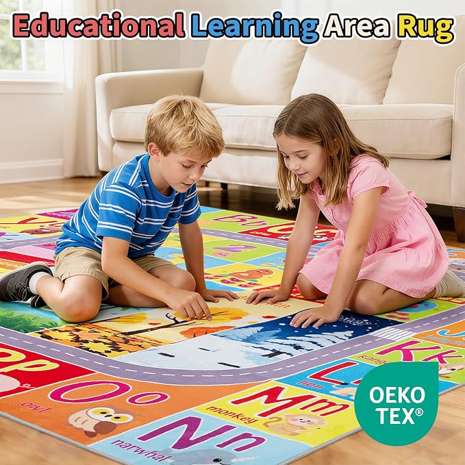 UKISS ABC Kids Rug, Toddler Educational Play Rug - Image 3