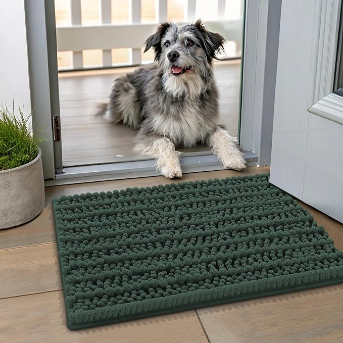Smiry Dog Door Mat for Muddy Paws 24x16, Absorbent Dirt Trapper, Non-Slip by Smiry