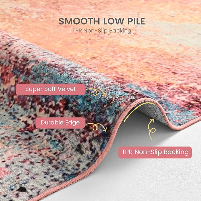 Toneed 2x6 Washable Runner Rug, Modern Abstract Hallway Runner - Image 6