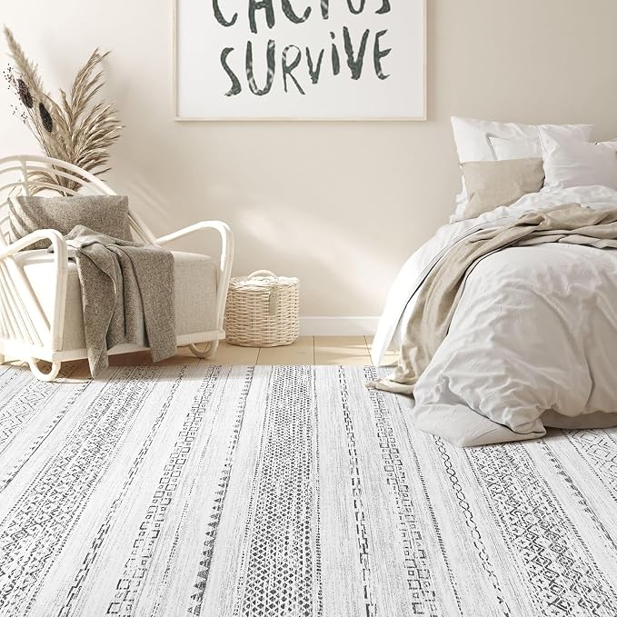 Nakagishi 10x14 Area Rugs Living Room: Washable Boho Large Neutral Modern Soft - Image 6