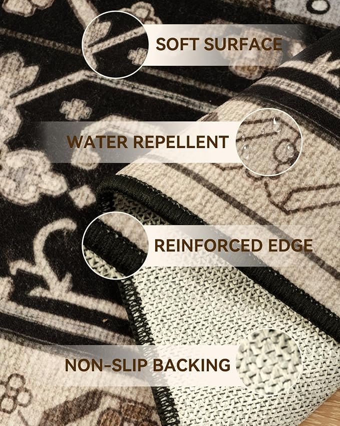 RELEANY Area Rugs Runner 2'x8' Washable Non-Slip, Floral Vintage Distress - Image 4