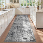2.6x12 Grey Rug Runners for Hallways Kitchen Runner Rug Non Slip Washable Black - Image 4