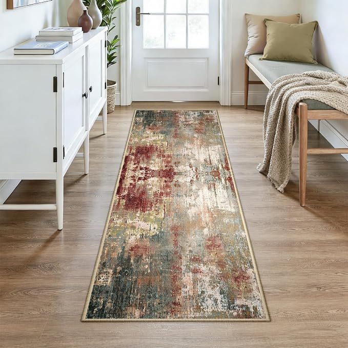 RELEANY Washable Area Rugs 3x7 Non-Slip Modern Abstract Soft - Image 2