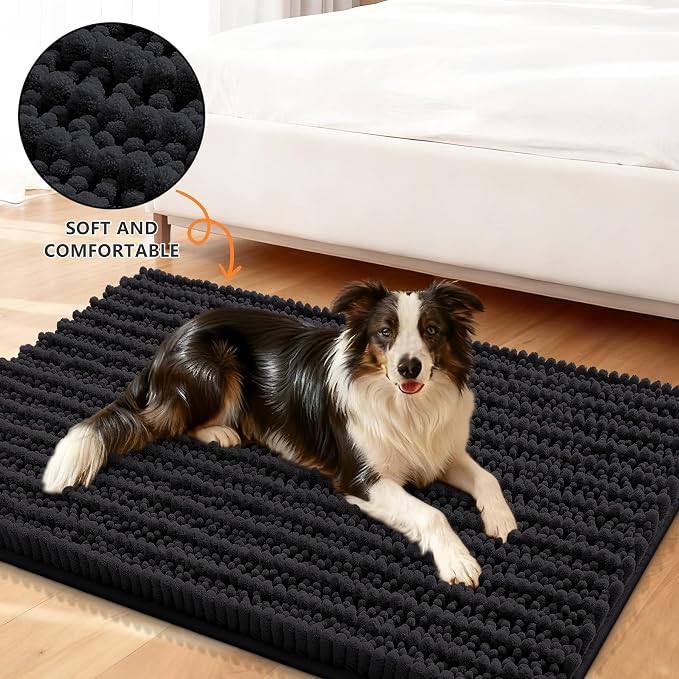 Smiry Dog Door Mat for Muddy Paws 59x35, Absorbent Dirt Trapper, Non-Slip - Image 2