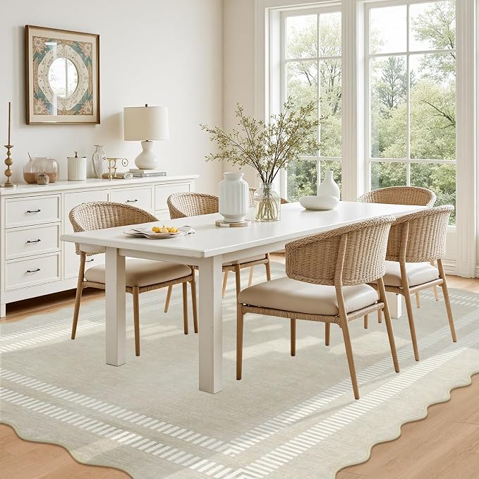 Washable 6x9 Area Rugs for Living Room, Solid Ivory Ultra-Thin Bedroom Rug - Image 8