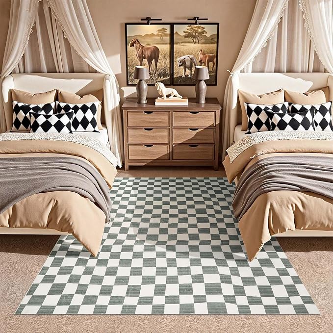 jinchan 5x7 Checkered Area Rugs - Image 6