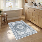 RELEANY Area Rugs Small 2'6"x4' Washable Non-Slip, Floral Vintage Distress by RELEANY