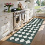 Lahome Zelie Checkered Washable 2x8 Green Runners - Image 3