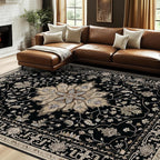 RELEANY Area Rugs 7'x10' Washable Non-Slip, Floral Vintage Distress Medallion by RELEANY