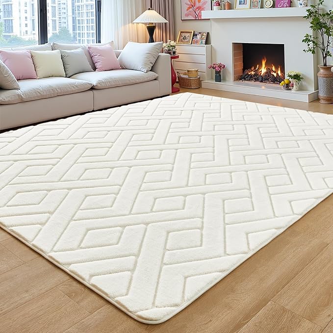4x6 Cream White Washable Area Rug by VisittheFlagover