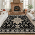 RELEANY Area Rugs Square 8ft Washable Non-Slip, Floral Vintage Distress by RELEANY