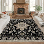 RELEANY Area Rugs Square 8ft Washable Non-Slip, Floral Vintage Distress by RELEANY