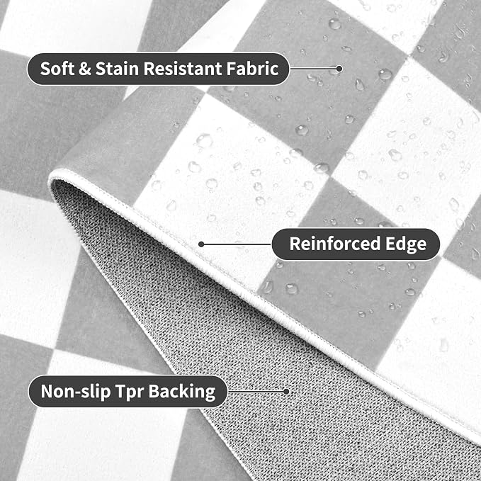Terrug Grey and White Checkered Rug - Image 5