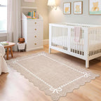 GarveeHome Scalloped Bow Rug for Living Room, Solid Camel Rug for Dorm - Image 3