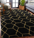 ONASAR 5x8 Rugs for Living Room Bedroom, Fluffy Black and Gold Area Rug - Image 5