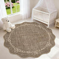 GarveeHome Scalloped Bow Rug for Living Room, 5ft Round Rugs Washable Solid by GarveeHome