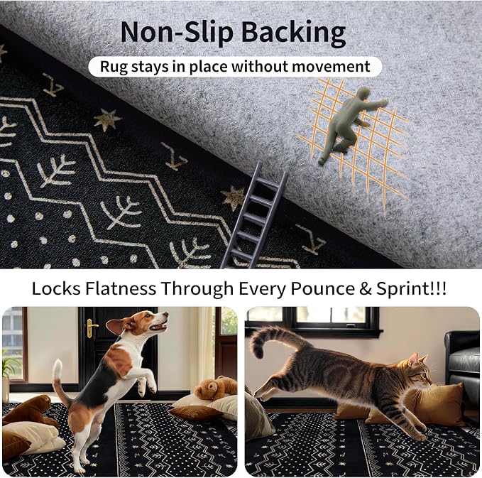 SERISSA 2x4 Rugs for Entryway, Washable Non-Slip Kitchen Runner Rug Small Black - Image 6