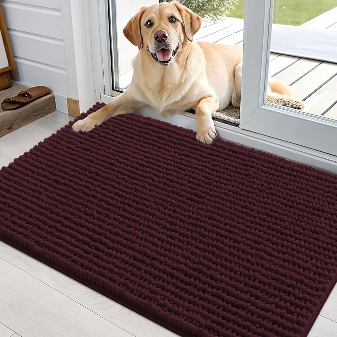 OLANLY Dog Door Mat for Muddy Paws 36x24, Ultra Absorbent Chenille Mud Doormat by OLANLY