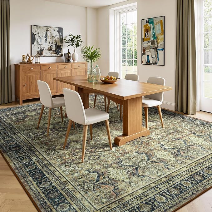Lessymo Washable Area Rug for Living Room, 8x10 Dark Brow Large Rugs - Image 6