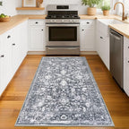 KILOCOCO Area Rug 3x5 Entryway Rug Washable Printed Vintage Floral Rubber - Image 2
