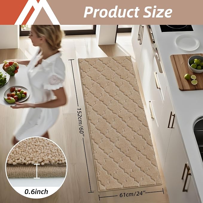 COSY HOMEER-Kitchen-Rugs-Non-Slip-Washable 24"x60" Absorbent Kitchen Runner Rug - Image 2