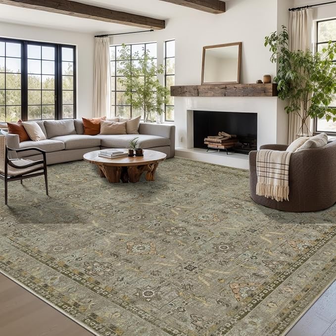 Rugxara 9x12 Area Rugs for Living Room Bedroom, Large Washable Rug, Vintage - Image 3