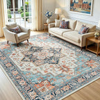 Lofus 5x7 Washable Rugs Non-Slip, Vintage Floral Area Rug - Image 9