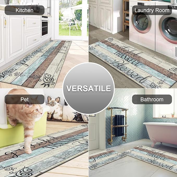 HEBE Anti Fatigue Kitchen Mat Set of 2 Non Slip Cushioned Kitchen Mats - Image 7