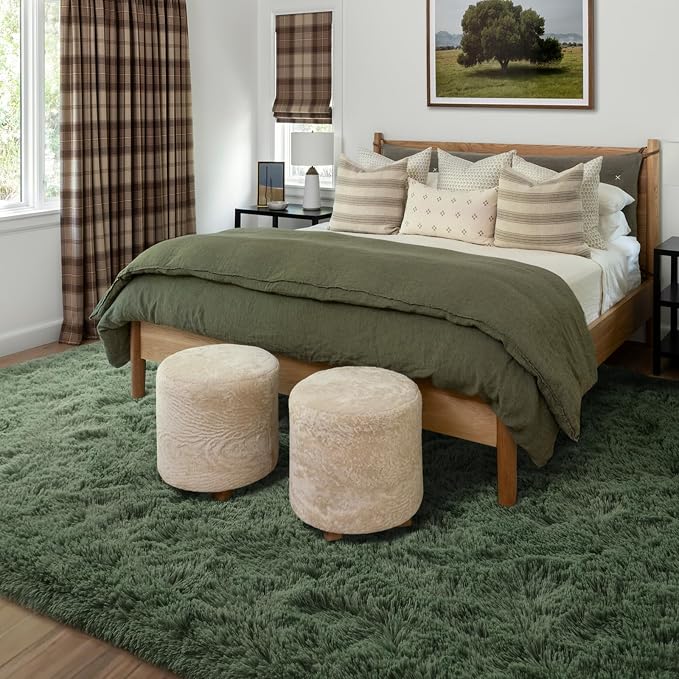 4x6 Ft Shag Green Area Rug for Bedroom Living Room, Ultra Soft Fluffy Furry - Image 2