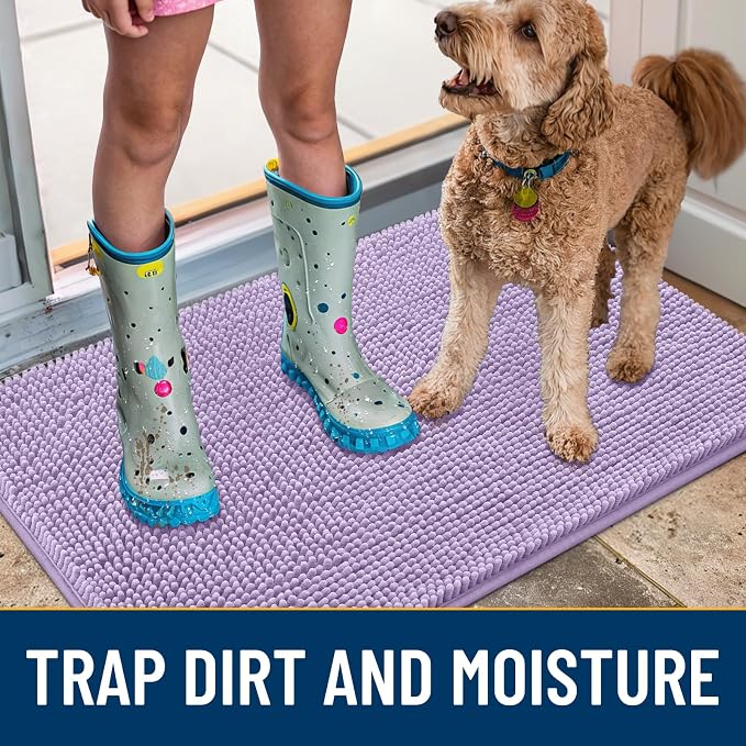Smiry Dog Door Mat for Muddy Paws 30x20, Absorbent Dirt Trapper, Non-Slip - Image 3