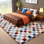 Ophanie Checkered Rainbow Rug for Living Room Bedroom, Colorful Fluffy Soft - Image 5