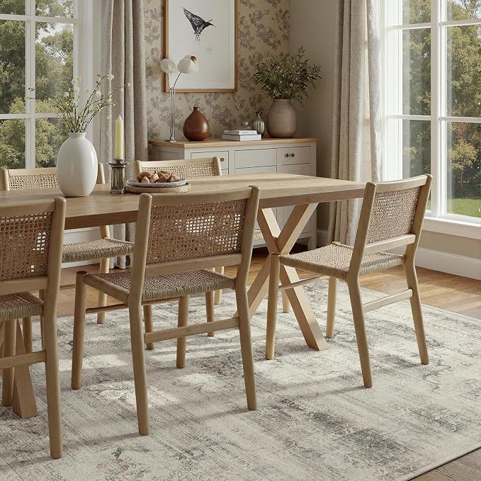 DCX 6x9 Beige Rug, Machine Washable Stain Resistant Distressed Vintage Rug - Image 3